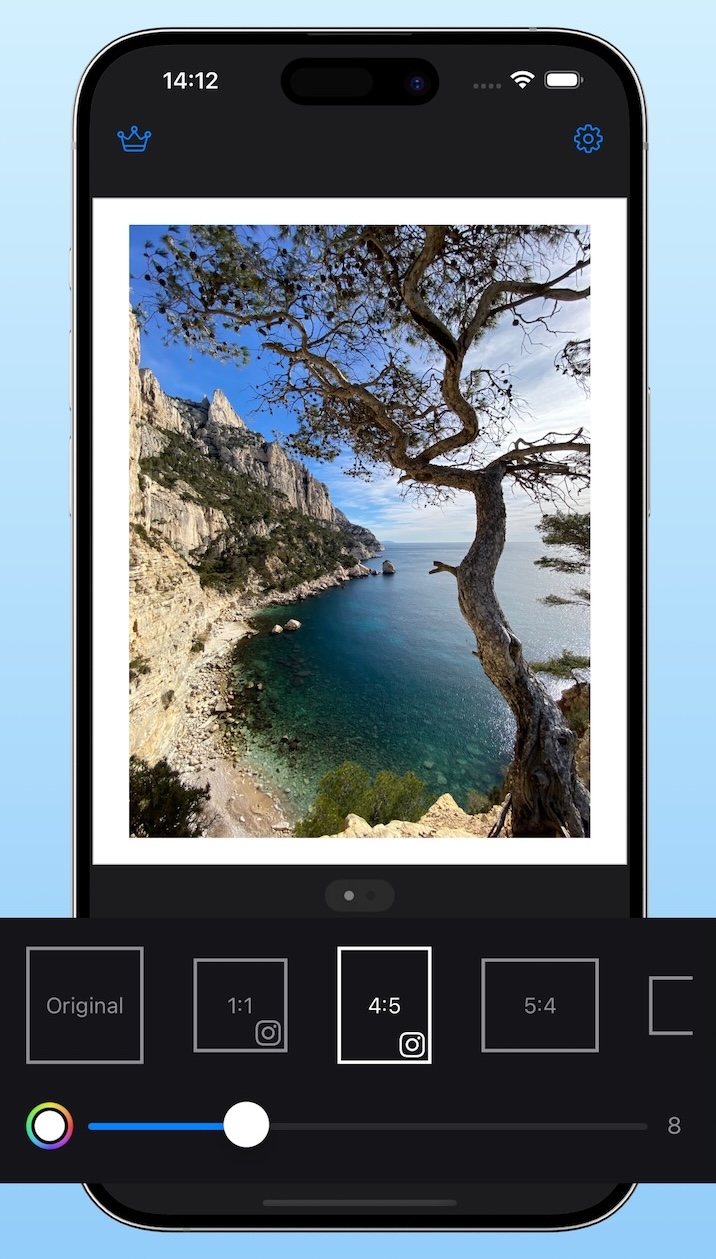 Selecting an aspect ratio in Simple Border